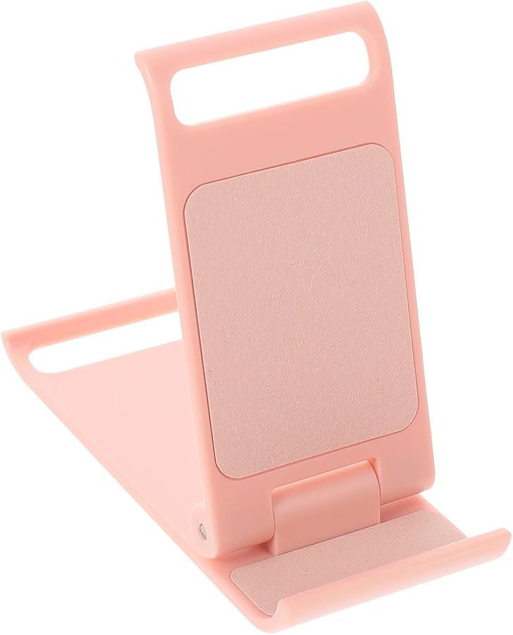 Adjustable Portable Folding Plastic Phone Stand Cherry Blossom Pink Lightweight Travel Desk Holder - Image 1